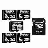 Gigastone Scheda di Memoria Micro SDHC da 32 GB con Adattatore SD. Set da 5, U1 C10, Fino a 90 MB/s di Lettura, 20 MB/s di Scrittura per Videocamere Tavoletta Dashcam GoPro Canon Nikon DJI Drone