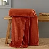 Catherine Lansfield Coperta extra large Raschel Velvet Touch 200 x 240 cm, arancione bruciato
