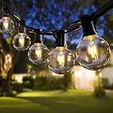 ROVLAK Catena Luminosa Esterno 11m/36ft G40 Catena Luci Stringa Giardino Impermeabile con 30 Lampadine + 5 Lampadine Catena Luci da Interno per Terrazza Cortile Festa Matrimonio Natale