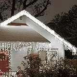 Zorela Luci Natale Esterno Cascata 10M 400 LED Tenda Luminosa Esterno Natale Prolungabile Luci di Natale Cascata di Stalattiti con 8 Modalità Impermeabile per Balcone, Tetto, Giardino