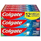 Colgate Dentifricio Maximum Caries Protection 12 Confezioni da 75 ml | tecnologia anticarie superiore***| Smalto 4x più forte | dentifricio al fluoro con arginina | ottimo sapore di menta