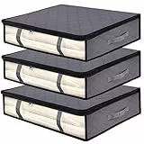 Famhap Contenitore Sottoletto Pieghevole, 3 Pezzi Scatole per Armadio Traspirante con Manico, 59x45x15cm, per Vestiti, Organizzatore per Armadio Trapunte Coperte (Grigio)