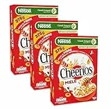 3X Nestle Cheerios Anellini di Cereali Integrali al Miele con Fibre e Vitamine 375g [3 Confezioni]