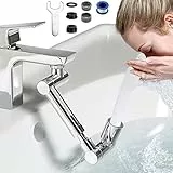 KINDAX Rubinetto Per Aeratore Girevole di 1080° Prolunga Rubinetto Aggiornata con Lunghezza Regolabile Ugello Miscelatore a 2 Getti, Estensore per Rubinetti Filettati M20/M22/M24 Cucina/Bagno