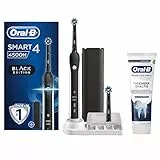 Oral-B Spazzolino Elettrico Ricaricabile Smart 4 4500 Nero CrossAction. 1 Spazzolino + Dentifricio Rigenera Smalto, Pulizia Quotidiana 75ml