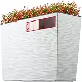 KADAX Flower Box in plastica, 18,5x55,7 cm, 5 colori, vaso di fiori con nastri di irrigazione, scatola di con inserto, gioco floreale (rettangolare, pattern graffi, bianco)