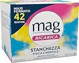 Mag Ricarica, Integratore Alimentare A base di Magnesio Pidolato, Magnesio Ossido e Vitamina B6 Contro la Stanchezza Mentale e Fisica, Senza Glutine e Senza Lattosio, 42 Bustine Aroma Limone