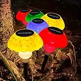 ZWOOS Luci Solari da Esterno Giardino, 4 Pezzi Fungo Lampade Solari, IP65 Impermeabile Luci Energia Solare per Giardino, Balcone, 4 Colori