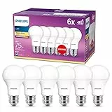 Philips LED Lampadina a Goccia, 6 pz, 75W, Attacco E27, Luce Bianca Calda, Non Dimmerabile