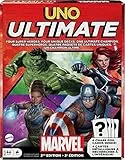 Mattel Games Gioco di carte UNO Ultimate Marvel con 4 mazzi personaggi, 4 carte folio collezionabili e regole speciali, 2-4 giocatori, 2a edizione
