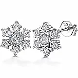 Lydreewam Orecchini Donna Fiocco di Neve Argento Sterling 925 con 3A Zircone Orecchini, Regalo per Natale