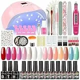 Coscelia Kit Smalti Semipermanenti con 36W Lampada UV/LED, Smalti Semipermanenti di 15 Colori con Fresa per Unghie, Base e Top Coat, Set per Manicure Semipermanente