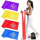 COFOF Bande Elastiche Fitness, [4 pezzi] Fasce Elastiche Fitness con 4 livelli di Resistenza, dodati di una borsa per il trasporto e istruzioni per gli esercizi, ideali per Yoga, Pilates, Fisioterapia