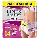 LINES SPECIALIST PANTS DISCREET per Incontinenza, Taglia L, Confezione da 14 Pezzi