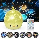 URAQT Luce Notturna Proiettore, Luci Notte per Bambini, 360°Rotazione Musicale Lampada Proiettore Stelle con lo Schermo a Led e Telecomando, Anatra Gialla Luce Notturna per Neonati/Bambini