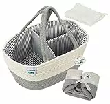 ilauke Baby Scatole per pannolini Grande, Organizer Per Pannolini Per Bambini,Doccia Neonato Cesto Regalo Corda di Cotone Con Panno In Mussola per la Cameretta dei Bambini, L'auto e i Viaggi