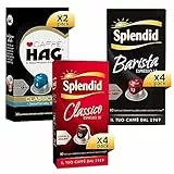 Splendid Capsule Espresso Barista (40 caps) + Splendid Espresso Classico (40 caps) + Hag Decaffeinato Espresso Classico (20 caps) - Totale 100 Capsule in Alluminio - Compatibili con Macchine Nespresso