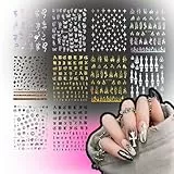 Adesivi Unghie, 10 Fogli Nail Decoration Adesivi 3D Autoadesivi con Pinzette Decorazioni Unghie Nail Art，Adesivi per Unghie，Adesivi Unghie Nail Art