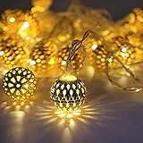 Lecone Catena Luminosa sfera marocchina 4M 20 LED Luci Stringa LED a Batteria per feste di matrimonio, di Natale, Parete della stanza dei bambini per Interni ed esterni
