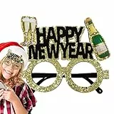 PETTIS Occhiali per feste di Capodanno, Occhiali da festa Accessori per foto Occhiali divertenti per Capodanno, Montatura per occhiali Oggetti di scena unici per Capodanno 2024 per raduni di adulti