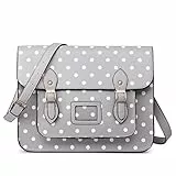 Miss Lulu Borsa da Scuola Vintage Borsa a tracolla Casuale Borsa da Viaggio Ventiquattrore per Lavoro (Grigio con punti)
