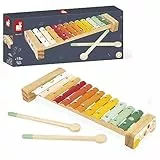 Janod - Xilofono in Metallo e Legno Sunshine - Strumento Musicale per Bambini - Gioco di Imitazione e Stimolazione Musicale - Vernice ad Acqua - Dai 18 Mesi, J07619