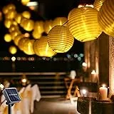 iShabao Catena Luminosa Esterno Solari con 40 Lanterne, Luci Stringa Solari Esterno Impermeabile IP65, Luci Led Solari con Decorazione Orientale peri Giardino, Patio, Terrazza, Balcone (Bianco Caldo)