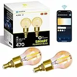 Aigostar Lampadine Alexa, Lampadine Led E14 Vintage, G45 Ambra Lampadine Filamento a Globo, 4.5W, 470LM, Bianco Caldo Dimmerabile 2700K - 6500K, Compatibile con Alexa e Google Home, 2 Unità.