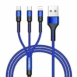 RAVIAD Multi Cavo di Ricarica, 3 in 1 Multiplo Cavetto [1.2M] Micro USB Tipo C Nylon Intrecciato Cavo di Ricarica USB per Samsung S10/S9/S8/S7, Huawei P40/P30, Sony, OnePlus, Smartphone- Blu