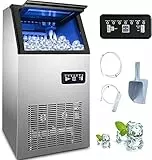 VEVOR Macchinetta Cubetti Ghiaccio Commerciale 60kg/24h Macchina per cubetti di ghiaccio Professionale 220V in Acciaio Inox Fabbricatore del Ghiaccio per Casa Ristorante Caffetteria Bar Ufficio