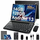 FACETEL Tablet Android 13 Tablet 10 Pollici con Octa-Core 2.0 Ghz 14 GB + 128 GB (TF 1TB), 2.4G + 5G Dual Band WiFi, 8000mAh, FHD, Doppia Camera | Bluetooth 5.0 Tablet con Tastiera e Mouse - Nero