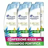 Head & Shoulders Shampoo Antiforfora Supreme Fortifica con Bambù Formato Convenienza X6 Pacchi, per Cute e Capelli Secchi, Protezione dalla Forfora, 225 Ml
