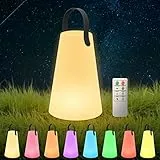 uuffoo lampada da tavolo senza fili lampada da tavolo 7 colori RBG Dimmable abat jour da comodino USB charging IP44 Waterproof With remote control, Suitable for living room bedroom garden etc. (A)