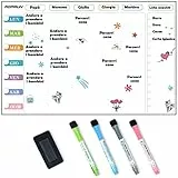 POPRUN Lavagna magnetica frigo Pianificazione la Settimana Famiglia Pasti e Agenda, Calendario Magnetico Frigorifero Lavagna calamitata morbida 43×28cm -in italiano