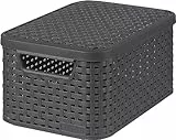 Curver 205863 - Scatola con coperchio, in polipropilene, aspetto vimini, L