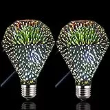 Generic Lampadine LED, Fuochi D'artificio Luce Filamento 3D Lampadina Colorata, E27 4W 85V~265V 530Lm, 2Pack,Fuochi D'artificio,110V