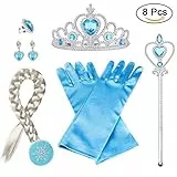 Vicloon 8 PCS Nuovi Accessori per Vestire Principessa con Treccia, Diadema, Guanti, Bacchetta Magica, Orecchini, Anello per Ragazze di 3-10 Anni