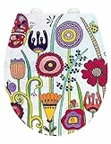 WENKO Sedile WC Full Bloom, copri wc colorato Rollin'Art, superficie in rilievo, fissaggio rapido in acciaio inox e abbassamento automatico Easy-Close, in Duroplast antibatterica, 38 x 44,5 cm