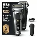 Braun Series 9 PRO +, Rasoio Elettrico Barba Rifinitore di precisione, Custodia da Viaggio in tessuto, Batteria Litio Ion, 100% Impermeabile Idea Regalo, 9517s Argento