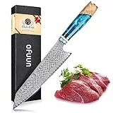 oFuun Coltelli Da Cucina Kiritsuke Damasco a 67 Strati, Coltello Da Cucina Giapponese professionali Kimzen Da 20cm Lame Coltello da Chef Carne Per Verdura E Appassionati Di Cucina Pesce