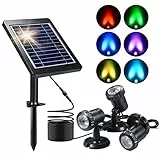 Ymenow Illuminazione solare per laghetto, anfibi lampada subacquea con 3 faretti impermeabili IP68 e 4 modalità di illuminazione per piscina, fontane, acquari, piscine, giardino, erba, decorazione