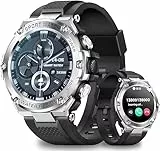 Fitonme Smartwatch Uomo Orologio, 1.5' Militari Smart Watch Chiamata e whatsapp, 120+ Modalità Sportive, Cardiofrequenzimetro, SpO2, Impermeabile IP68, Orologio Fitness Uomo per Android iOS, Argento