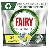 Fairy Platinum Detersivo Pastiglie Lavastoviglie, Brillantante, 54 Capsule Lavastoviglie, Limone, con Sistema Di Prelavaggio Integrato, Efficace nelle Sfide Difficili Contro lo Sporco