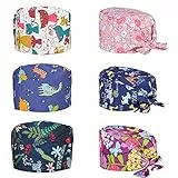 Comius Sharp 6 Pezzi Cappello Scrub Turbante Cappello, Regolabile Cappelli da Lavoro con Fascia Sudore, Cappello Copricapo Stampati Cappellino Robin Uomini e Donne (A)
