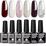 Allenbelle Smalto Semipermante Per Unghie Kit In Gel Uv Led Semipermanenti Nail Polish Gel (Kit di 6 pcs 7.3ML/pc) 002
