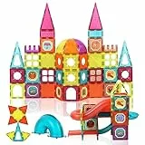 Beeyouk Costruzioni Magnetici Set, 120 Pezzi Giocattolo STEM Tiles, Giocattoli Educativi per Ragazzi e Ragazze, Creativi Blocchi Costruttivi 3D Tubi, Regalo per Bambini di 3 4 5 6 7 8