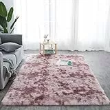 Amazinggirl Tappeto peloso soggiorno 160 x 230 cm - grandi salotto moderno cameretta bimba tappeti pelosi camera da letto morbido Rosa scuro con motivo