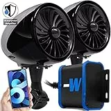 Aileap MX150H Sistema audio per moto Amplificatore impermeabile Altoparlanti stereo per motociclo Bluetooth da 4 pollici Full Range con USB, AUX, Radio FM, Adatto per ATV, UTV, Scooter (Nero,Fan)