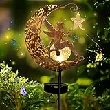 Herefun La Lampada Solare per Esterni, Luci Decorative per Esterni con Sfera di Vetro a Led Luce, Impermeabili, Luna Lampada Solare per Esterni per Balcone, Vialetto, Prato, Patio o Cortile (Fairy)