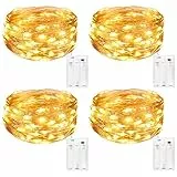 kolpop Stringa Luci LED a Batteria [4 Pezzi], Catena Luminosa 5m 50 LED con Filo Rame Ghirlanda Luminosa Lucine LED Decorative per Camere da Letto Giardino Casa Feste Natale Matrimonio (Bianco Caldo)